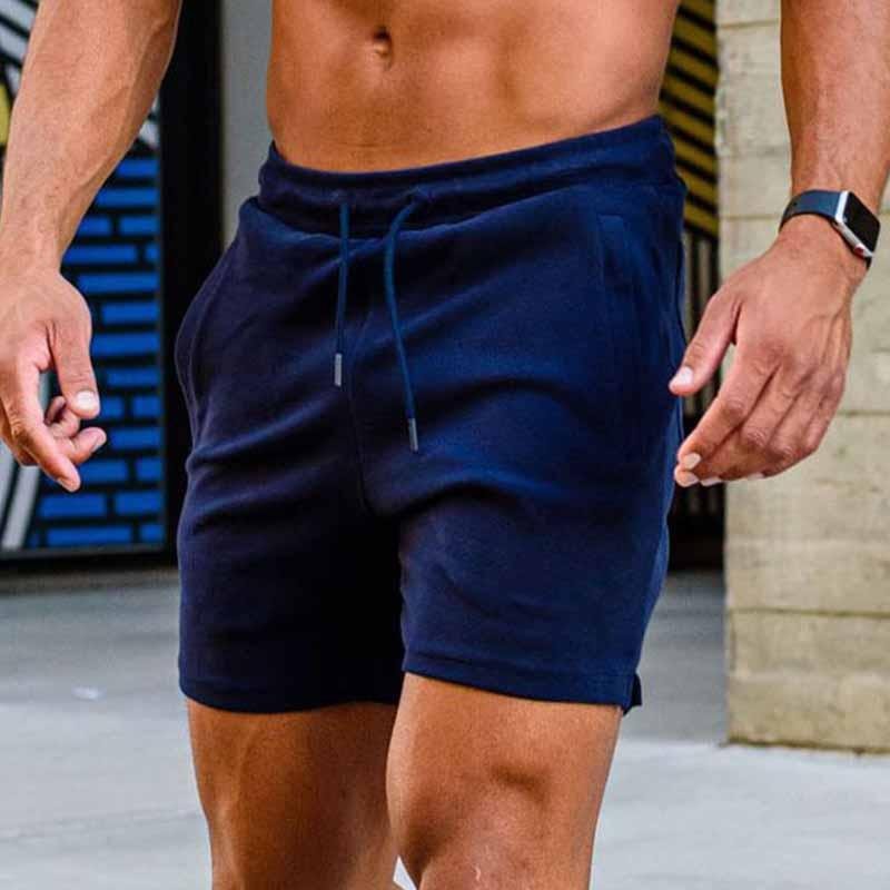 Men's Casual Solid Color Sports Straight Cotton Shorts 66794367M