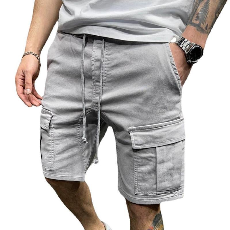 Men's Casual Solid Color Multi-pocket Cargo Shorts 38698448M