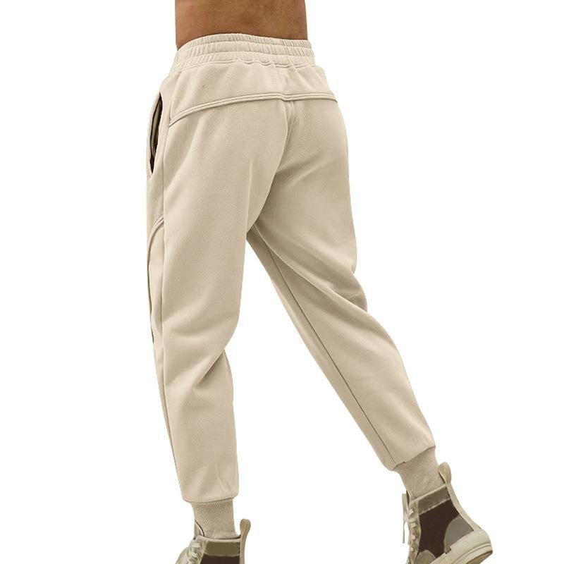 Men's Solid Drawstring Elastic Waist Loose Sports Pants 80069938Z