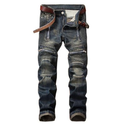 Men's Fashion Distressed Zip Decor Slim Jeans 66433678Z