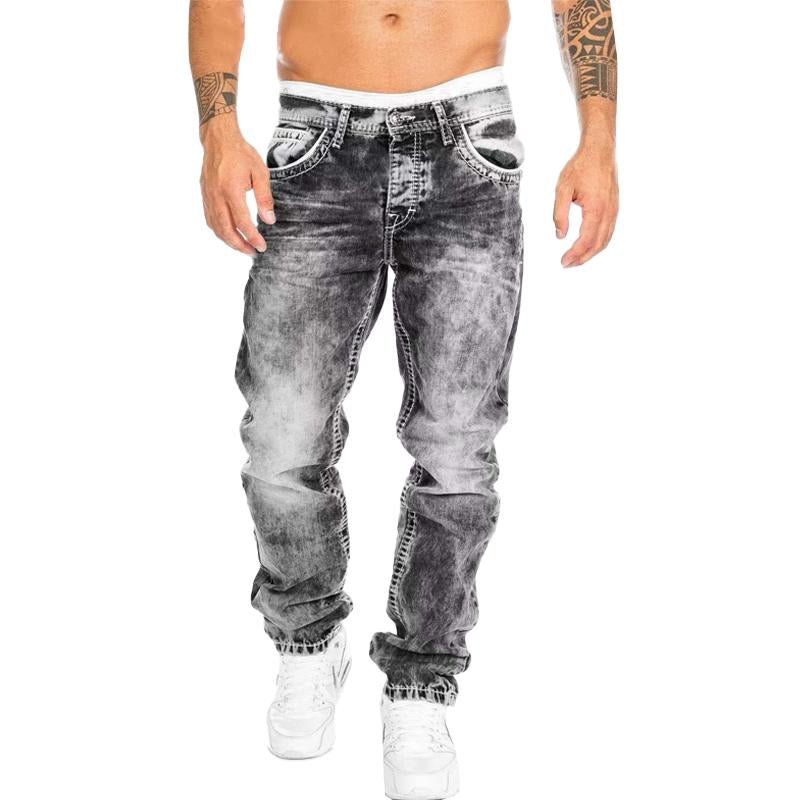 Men's Retro Distressed Straight Jeans 76836633X