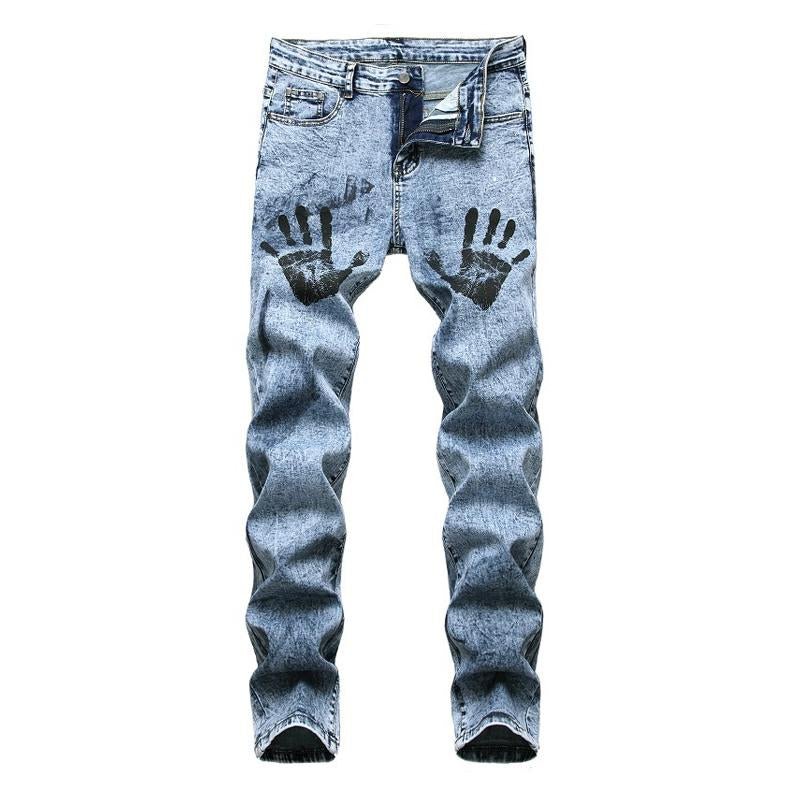 Men's Fun Printed Stretch Jeans 36876686X