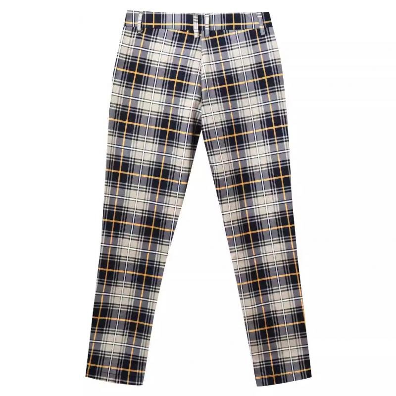 Men's Casual Plaid Print Pants 78606449Y