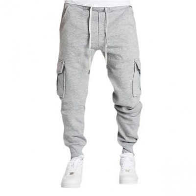 Men's Solid Elastic Waist Multi-pocket Sports Pants 06644038Z