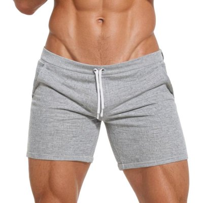 Men's Sexy Solid Color Elastic Waist Lace-up Shorts 46463606M