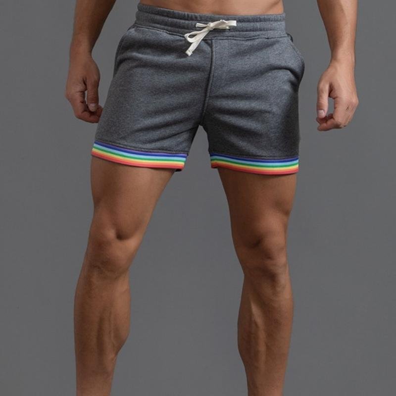 Men's Cotton Rainbow Print Fitness Sports Shorts 44644644Z