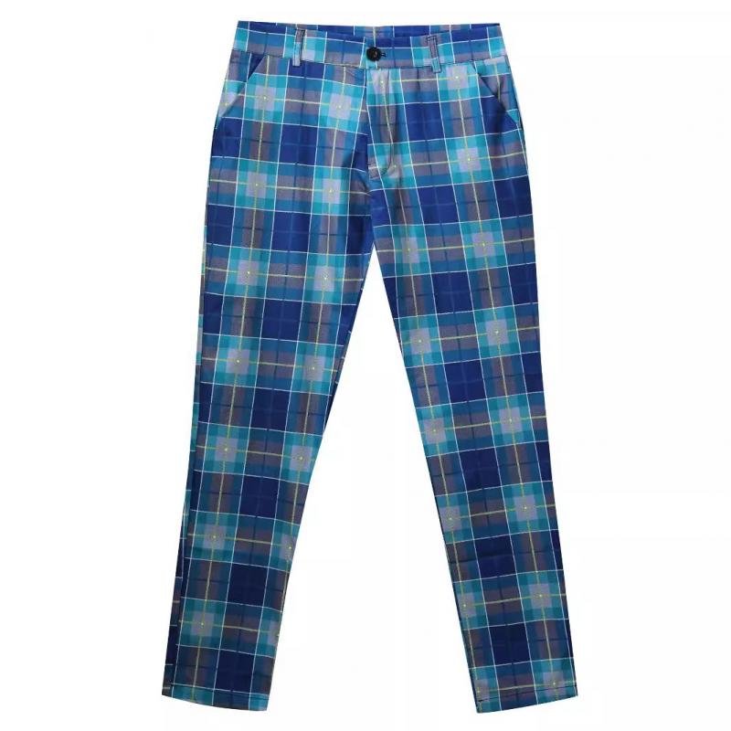 Men's Casual Plaid Print Pants 04944640Y