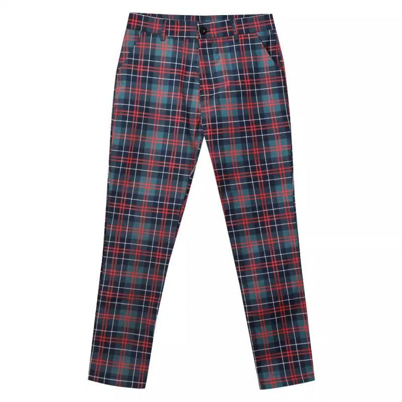 Men's Casual Plaid Print Pants 34986460Y