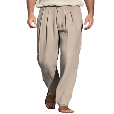 Men's Linen Loose Solid Color Comfortable Breathable Casual Pants 40937636X