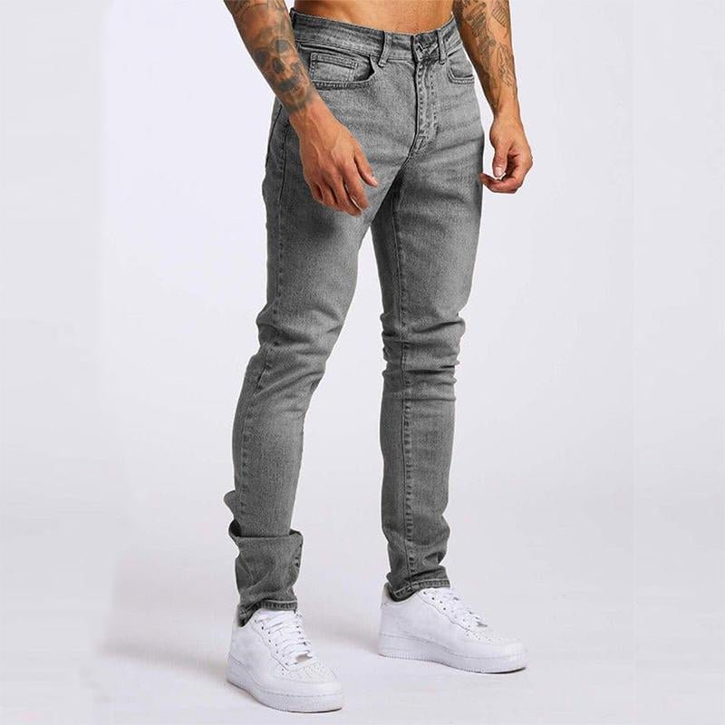 Men's Casual Washed Slim High Waist Jeans 60667960M