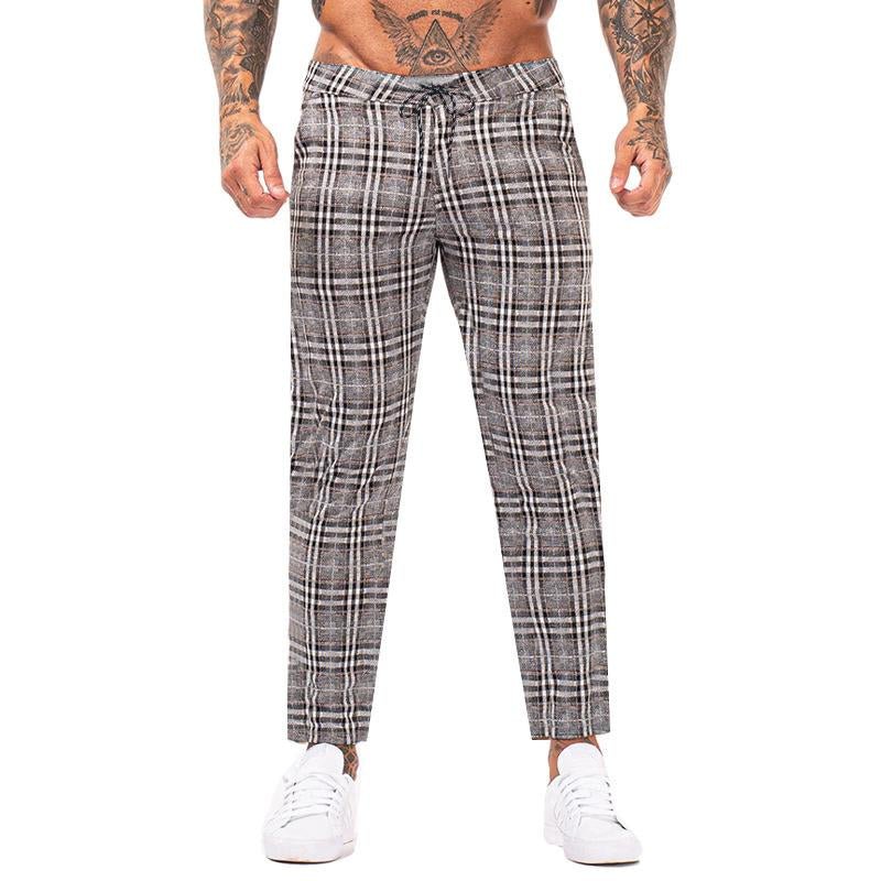 Men'S Retro Casual Plaid Straight Pants 86644766Y