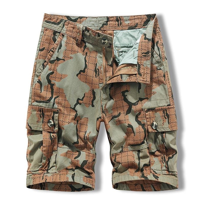 Men's Casual Printed Multi-Pocket Straight Cargo Shorts 06096778M