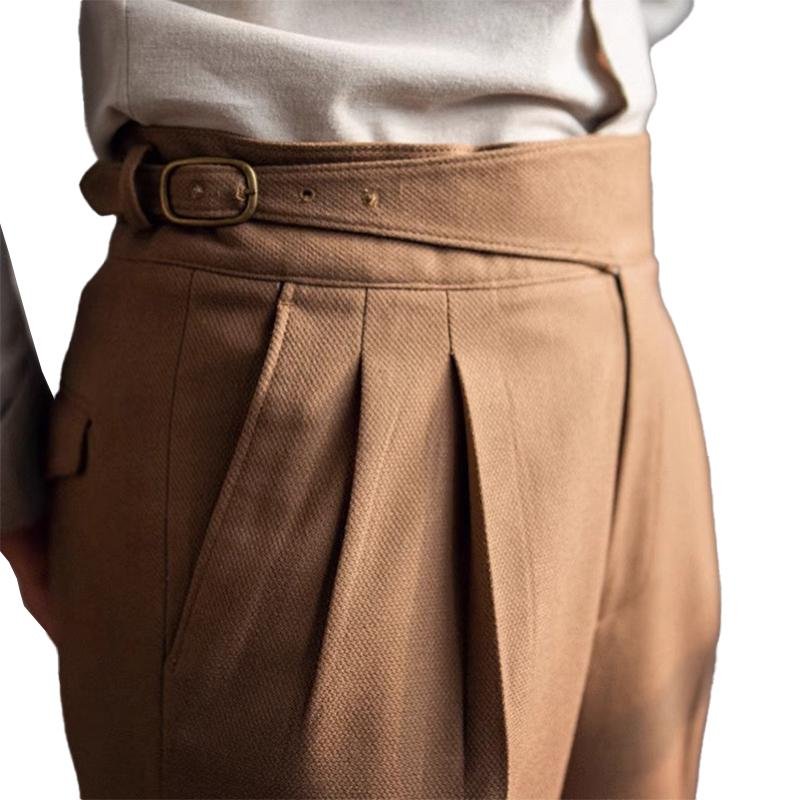 Men's British Neapolitan High Waist Slim Straight Trousers 46438848M