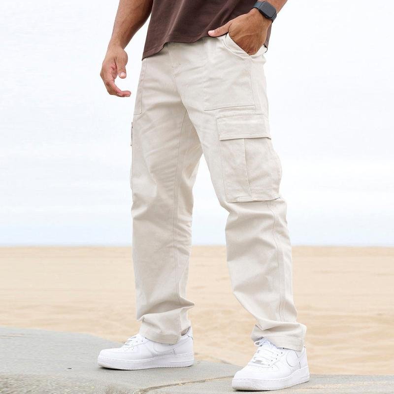 Men's Casual Solid Color Multi-Pocket Cargo Pants 69333446Y