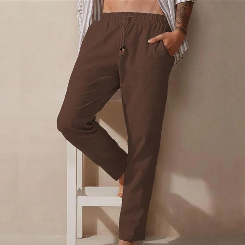 Men's Casual Loose Solid Color Drawstring Trousers 37776480Y