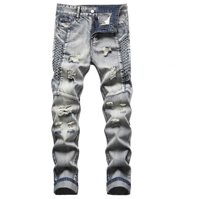 Men's Fashion Distressed Hole Slim Jeans 66346749Z