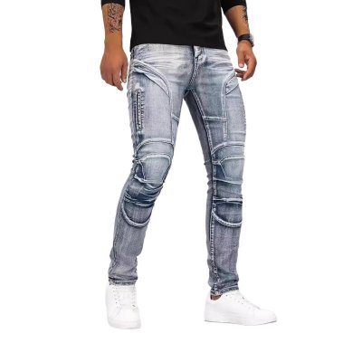 Men's Fashion Distressed Patchwork Skinny Bike Jeans 63944444Z