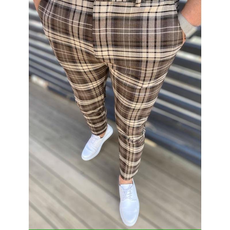 Men's Casual Plaid Printed Suit Pants 68437434Y