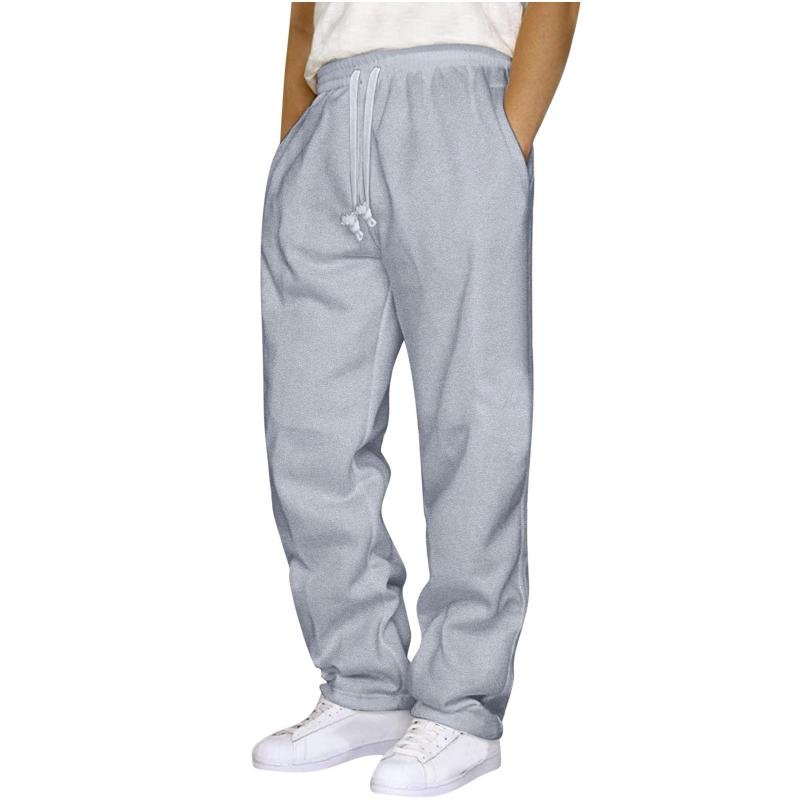 Men's Solid Color Plush Elastic Waist Loose Sports Pants 66446679Z