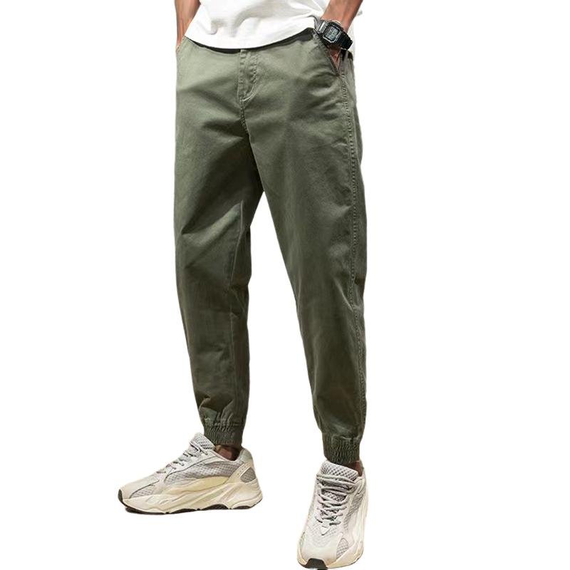 Men's Solid Color Elastic Waist Casual Cargo Pants 66474677Z