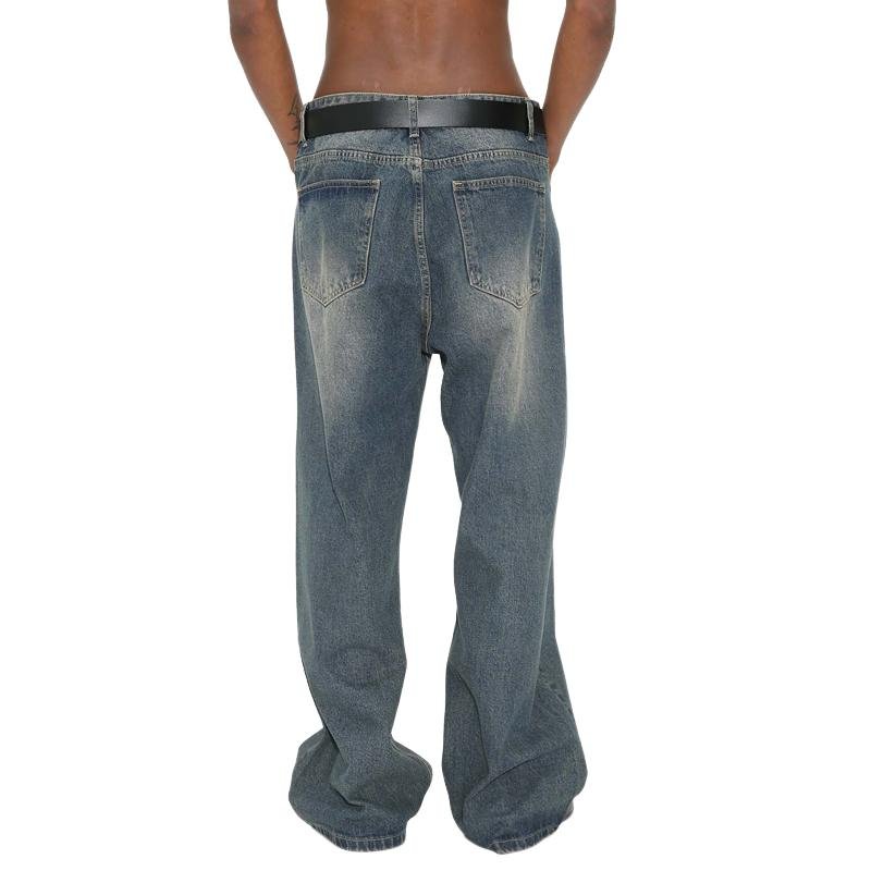 Men's Retro Loose Straight Washed Jeans 76840786X