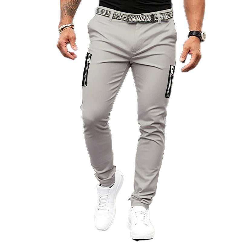 Men's Solid Tight Zipper Decor Casual Pants 98886379Z