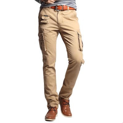 Men's Solid Multi-pocket Cotton Slim Cargo Pants 34848663Z