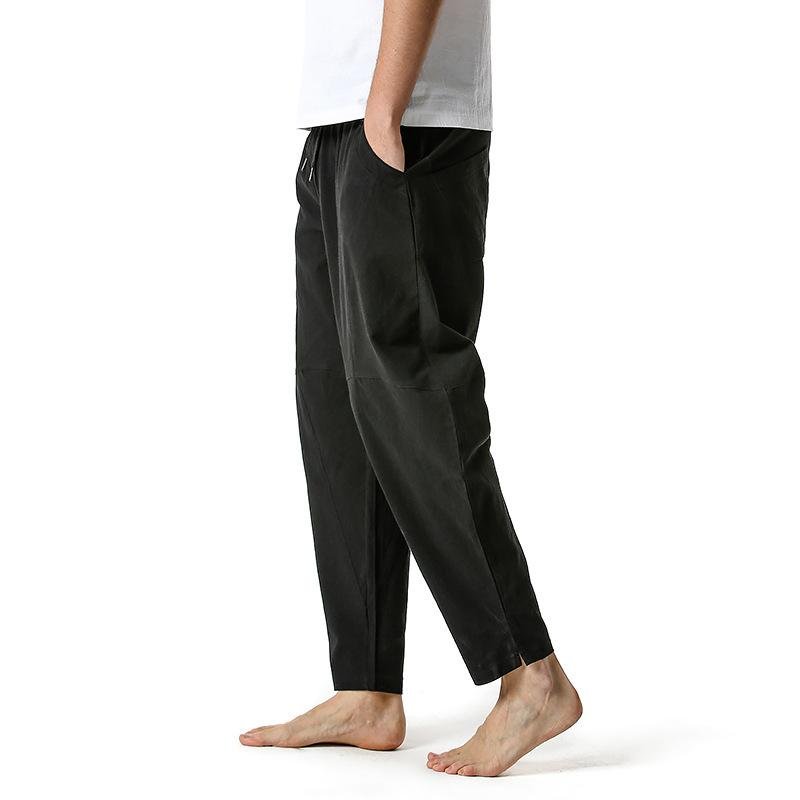 Men's Cotton and Linen Loose Drawstring Pants 36884066Y