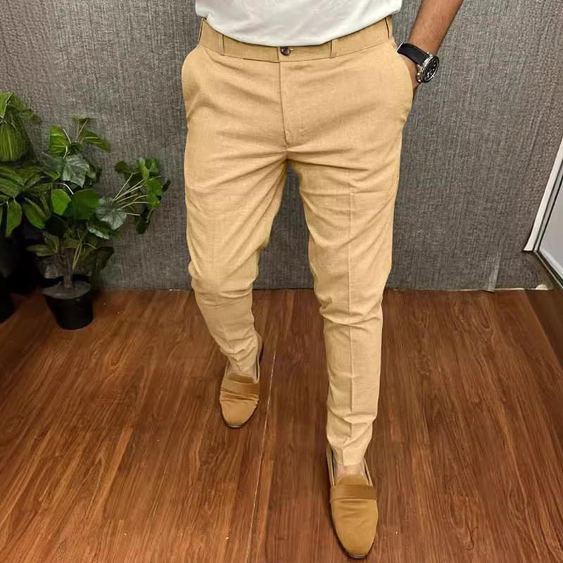 Men's Solid Color Casual Slim Straight Pants 60068766Y