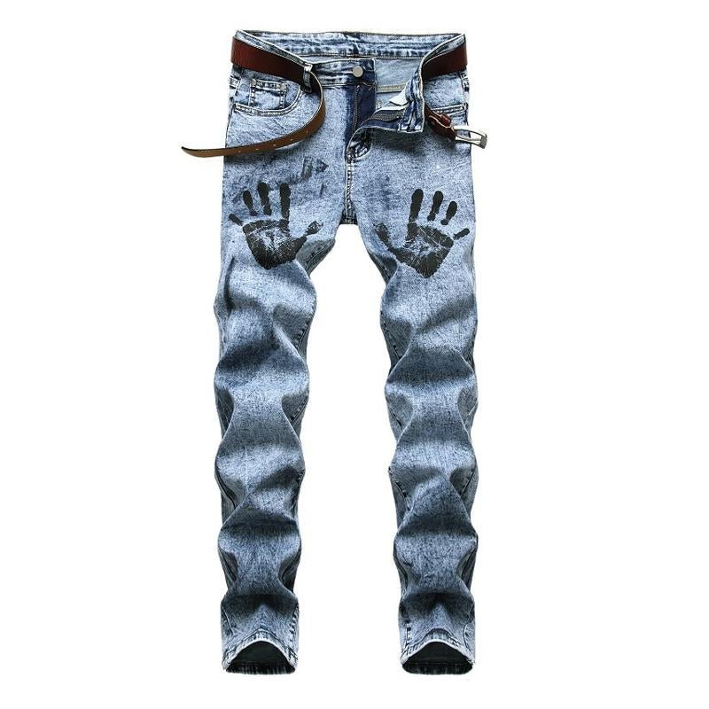 Men's Fun Printed Stretch Jeans 36876686X