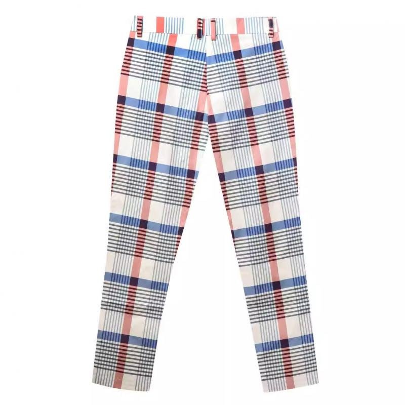 Men's Casual Plaid Print Skinny Pants 46744060Y