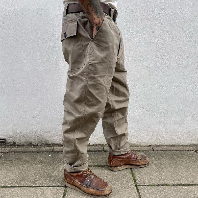 Men's Retro Casual Solid Color Large Pocket Work Trousers 67949766TO