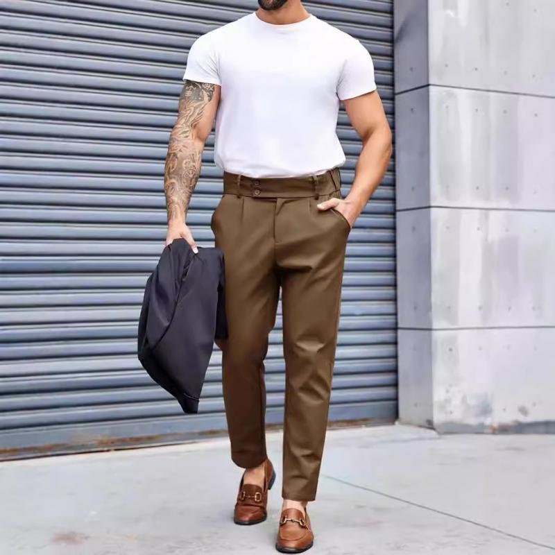 Men's Business Solid Color Slim Fit Drape Suit Pants 44430486M