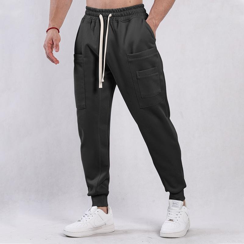 Men's Solid Color Elastic Waist Loose Sports Pants 46646698Z