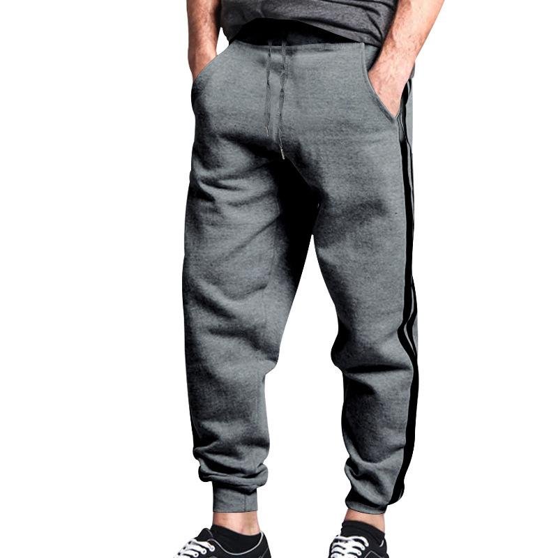 Men's Casual Solid Color Block Drawstring Sports Pants 86039663TO