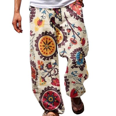 Men's Vintage Loose Printed Drawstring Pants 04669060Y