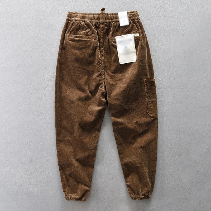 Men's Vintage Corduroy Loose Loose Elastic Waist Pants 88636669M