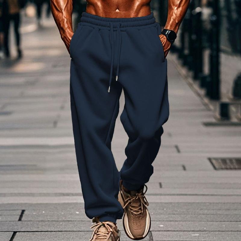 Men's Solid Color Elastic Waist Loose Sports Pants 06804680Z