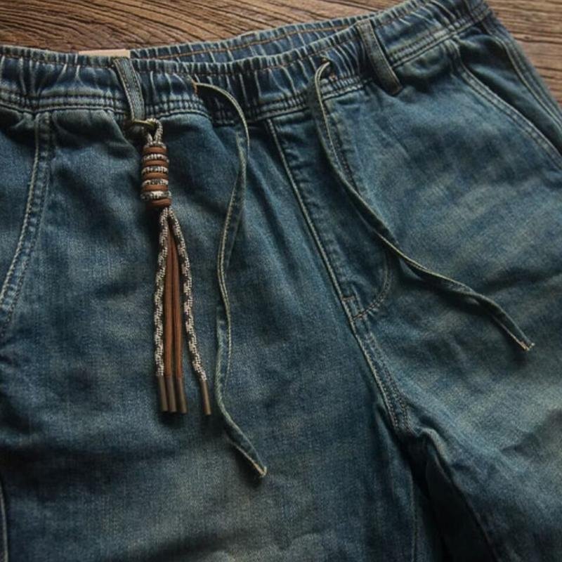 Men's Casual Solid Color Drawstring Straight Jeans 94836367Y