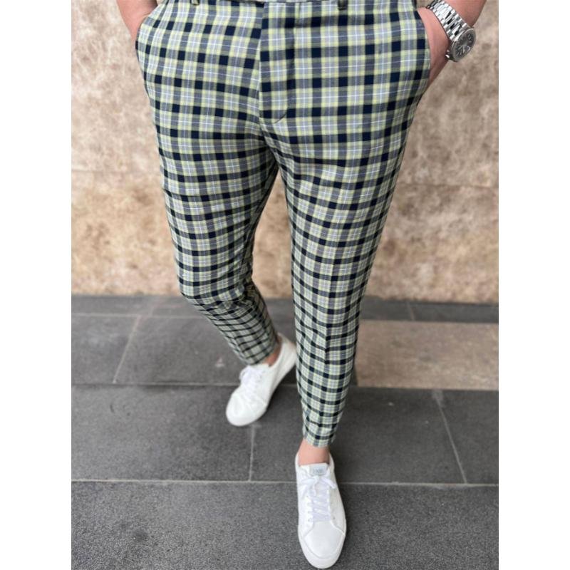 Men's Casual Plaid Printed Suit Pants 93067064Y