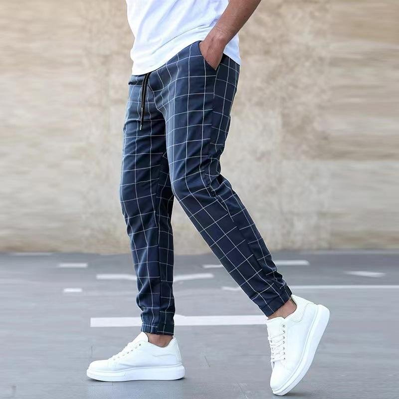 Men's Retro Street Sports Casual Plaid Pants 98386464TO