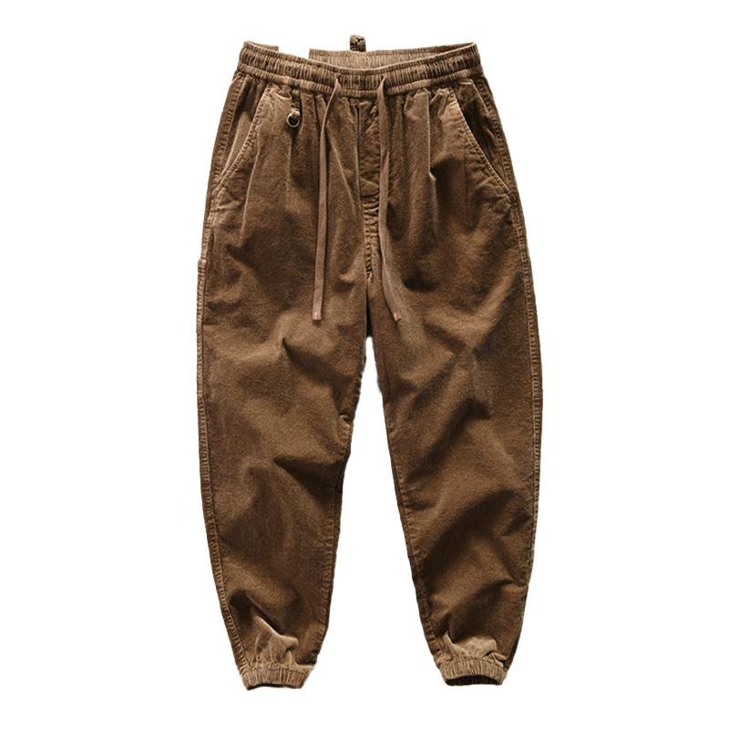 Men's Vintage Corduroy Loose Loose Elastic Waist Pants 88636669M