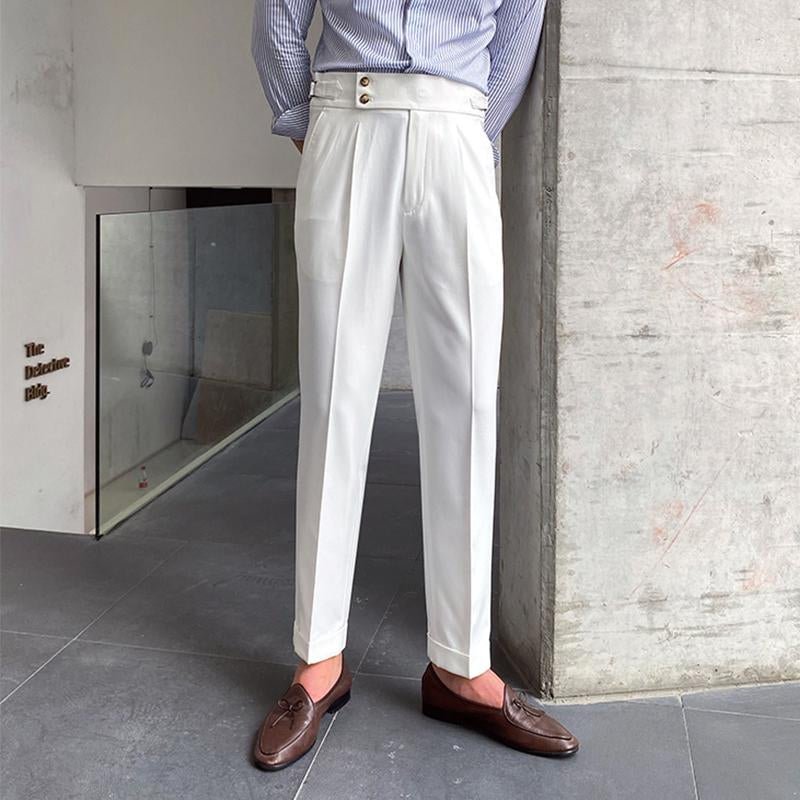 Men's British Style Drape High Waist Straight Pants 76687648M