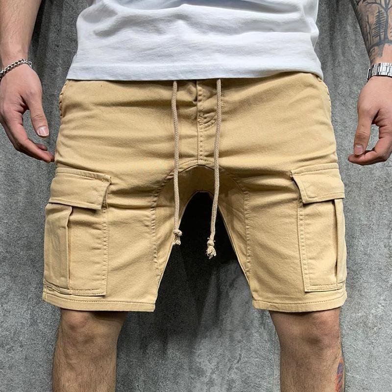 Men's Casual Solid Color Multi-pocket Cargo Shorts 38698448M