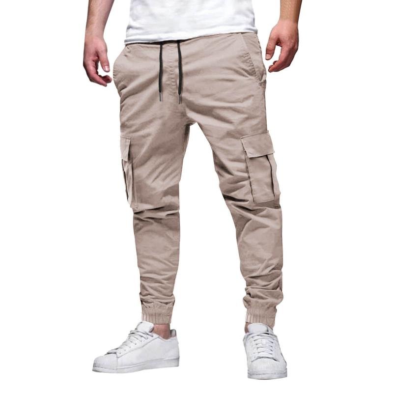 Men's Drawstring Elastic Waist Multi-pocket Outdoor Sports Trousers 44470689Z