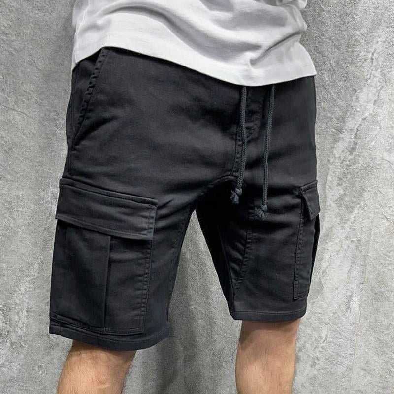 Men's Casual Solid Color Multi-pocket Cargo Shorts 38698448M