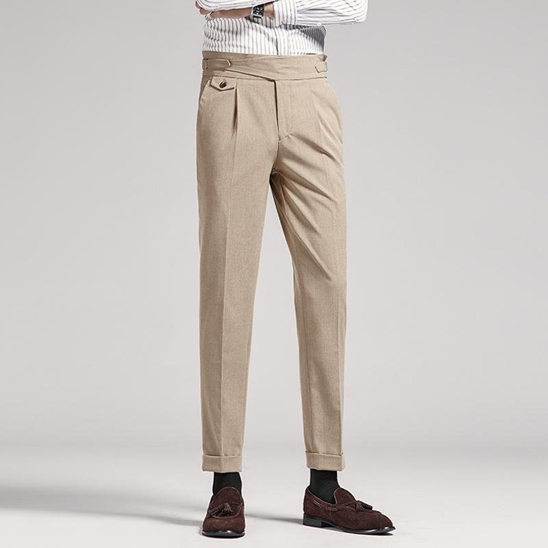 Men's Neapolitan High Waist Slim-Fit Cropped Business Pants 6346667Z