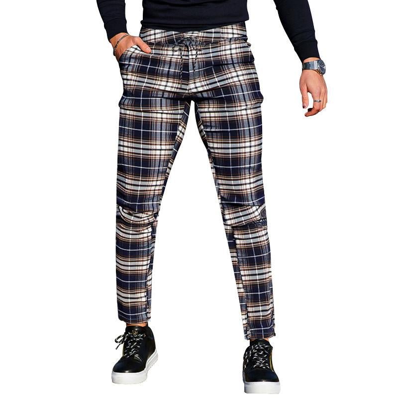 Men'S Retro Casual Plaid Straight Pants 86644766Y