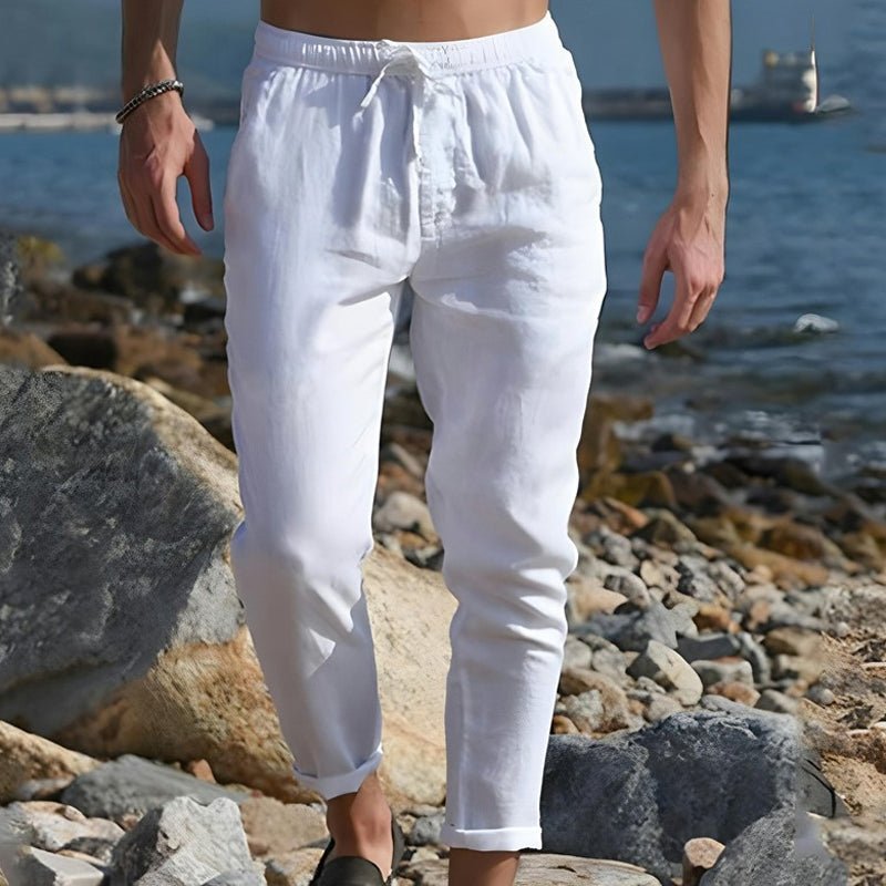 Men's Solid Color Cotton Linen Vacation Pants 46394084Y