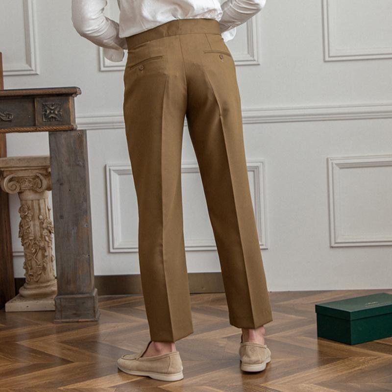 Men's British Neapolitan High Waist Straight Suit Pants 49739636M